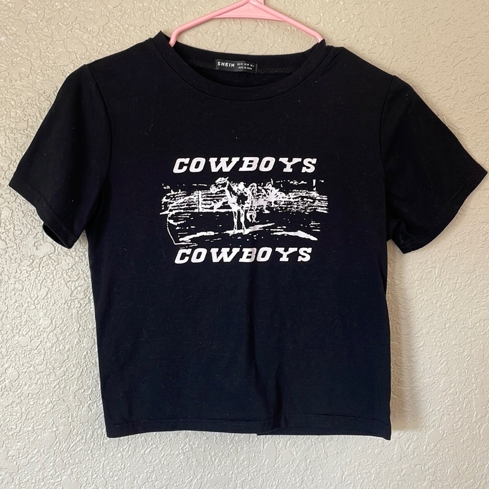SHEIN cowboys crop t